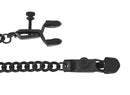 Blackline adjustable nipple clamps with link chain, rubber-tipped for comfort, ideal for varied sensation play.