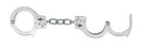 Silver Spartacus Nickel Single Lock Handcuffs with keys, designed for bondage play, made from durable nickel-coated steel for added intensity.
