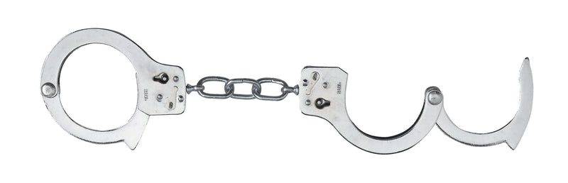 Silver Spartacus Nickel Single Lock Handcuffs with keys, designed for bondage play, made from durable nickel-coated steel for added intensity.