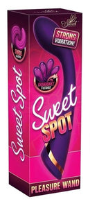 Sweet Spot Pleasure Wand Massager packaging featuring strong vibration and sleek purple design.