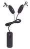 Spartacus Leathers Vibrating Nipple Clamps with adjustable tension and remote control for enhanced sensation.