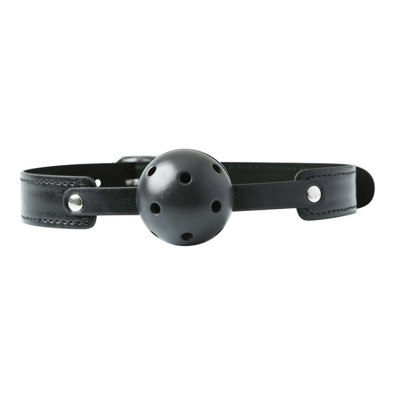 Sex & Mischief Breathable Ball Gag in black, designed for silent communication and playful bondage.