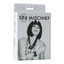Sex & Mischief breathable ball gag packaging featuring a stylish model and bold branding.