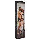 Expandable Spreader Bar & Handcuffs Set packaging by Sportsheets featuring a couple in a playful bondage pose.