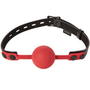 Sportsheets Saffron Ball Gag designed for consensual role play with a comfortable strap and red ball attachment.