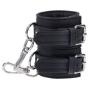 Sportsheets Signature Midnight Muse Handcuffs with sleek black silicone and silver hardware for luxurious restraint play.