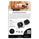 Sportsheets Signature Midnight Muse Handcuffs packaging featuring soft silicone, silver hardware, and adjustable design for comfort.