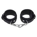Sportsheets Signature Midnight Muse Ankle Cuffs featuring soft silicone and silver-tone hardware for bondage play.