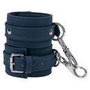 Sportsheets Signature Twilight Tease Ankle Cuffs featuring soft silicone and sleek silver hardware for secure restraint.