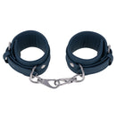 Sportsheets Signature Twilight Tease Ankle Cuffs in blue with silver hardware for secure restraint and stylish play.