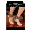 Sportsheets Signature Dawn Dream Ankle Cuffs displayed with soft silicone and silver hardware for stylish restraint.