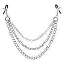 Sportsheets Signature Exchaingeable Nipple Jewelry Silver featuring adjustable clamps and tiered silver chains.