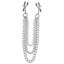 Sportsheets Signature Exchaingeable Nipple Jewelry Silver with adjustable clamps and tiered chains.