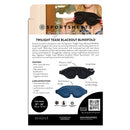 Sportsheets Signature Twilight Tease Blackout Blindfold product packaging with features and care instructions.