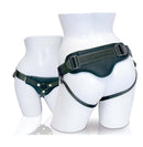 Sportsheets Curvy Collection Divine Diva Strap-On Black showcased on a mannequin, highlighting its adjustable harness design.