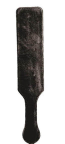 Fur Lined Leather Paddle Black 14.5 inch with soft texture, ideal for consensual adult play.