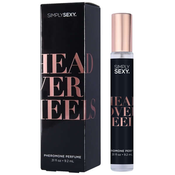 Simply Sexy Pheromone Perfume Spray Head Over Heels 0.31 oz in a sleek package with a stylish bottle design.