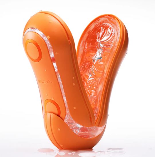 Tenga Flip Orb Sunset Orange Stroker for dynamic, spiraling pleasure with bold spiral edges and responsive elastomer.