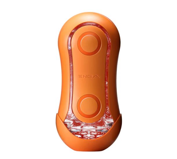 Tenga Flip Orb Sunset Orange Stroker featuring bold spiral edges and internal orbs for intense pleasure.