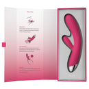 Svakom Angel 7.5 Inch G-Spot Clitoral Vibrator Plum Red packaging with product features and instructions.