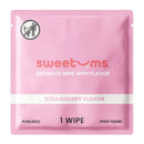Sweetums Flavored Intimate Wipes Strawberry packet showing strawberry flavor and gentle, refreshing formula.