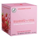 Sweetums Flavored Intimate Wipes Strawberry box with strawberry flavor and 10 wipes per box.