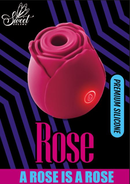 Rose Suction Air Pulse Stimulator Red with premium silicone design and rose shape for unique sensations.