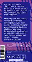 Ziggy vibrator packaging description and features.