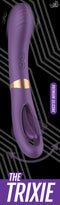 Trixie Dual Function Vibrator in purple with 10 vibration modes, flicking function, and waterproof, made of premium body-safe silicone.