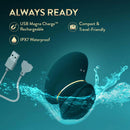 Blush Riana Silicone Clitoral Stimulator Dark Teal with USB charger and waterproof feature.