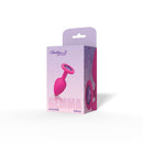Gemma Purple Gem Pink Silicone Anal Plug Small packaging featuring a hot pink silicone toy and acrylic gemstone.