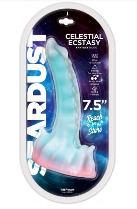 Stardust Celestial Ecstasy 7.5" Silicone Dildo with Texturized Suction Base in Packaging by Hott Products