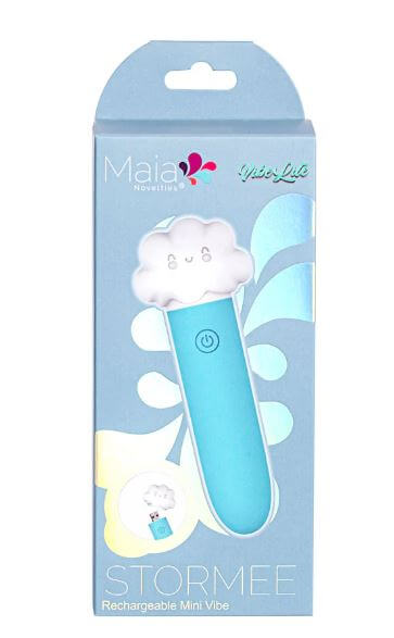 Stormee Silicone Mini Vibe in packaging, featuring USB rechargeable and splash-proof design with 10 vibration functions.