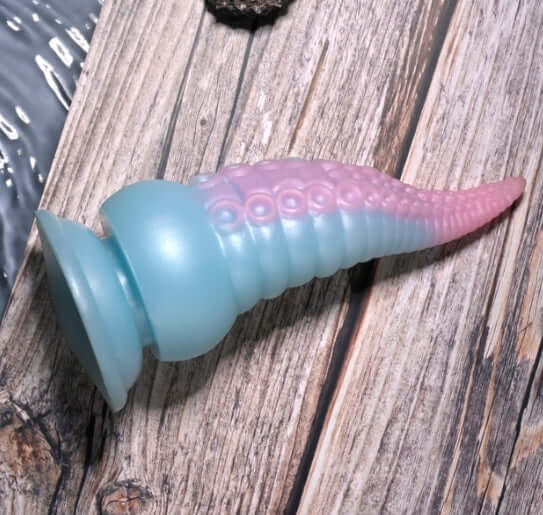 Selopa Stuck on You Rechargeable Silicone Dildo in pink and blue, designed for pleasure with powerful vibrations.