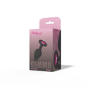 Viben Gemma Pink Gem Black Silicone Anal Plug Small packaging with black and pink design.