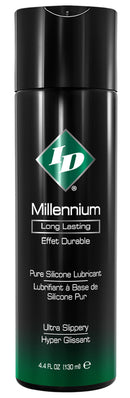 ID Millennium Silicone Lubricant 4.4 Oz bottle showcasing long-lasting silicone formula for ultimate glide.
