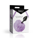 Tailz Fluffy Bunny Tail Silicone Plug Purple packaging with fluffy purple tail and silicone plug design.