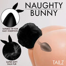 Tailz Fluffy Bunny Tail Silicone Plug Black with tapered tip and soft faux fur for comfortable use.