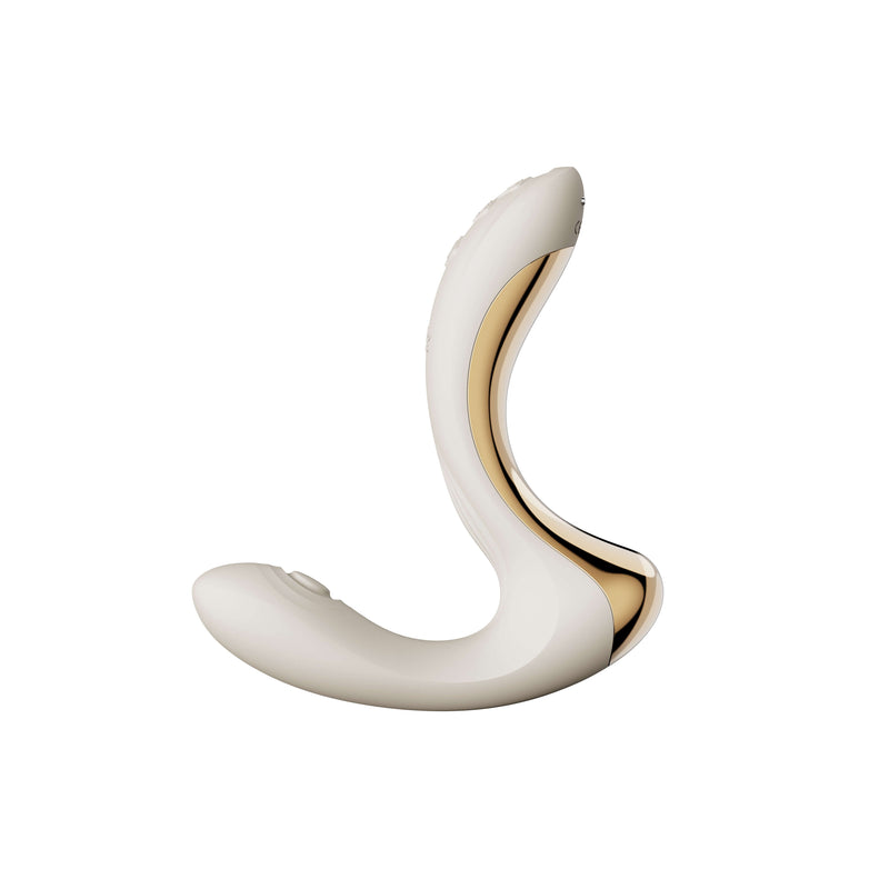 ZALO Talis G-Spot PulseWave Vibrator in Ivory White featuring ergonomic design for dual clitoral and G-spot stimulation.