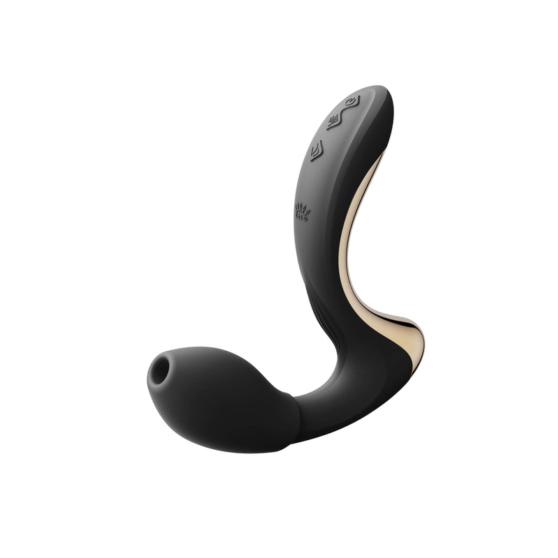ZALO Talis G-Spot PulseWave Vibrator in Obsidian Black with ergonomic design for dual stimulation and luxury pleasure.