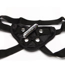 Velvet harness for strap-on kit featuring detachable bullet vibe for enhancing pleasure and stimulation.