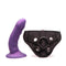 Curve Kit Vibrating Midnight Purple with Tantus Silicone Dildo and adjustable velvet harness for optimal pleasure.