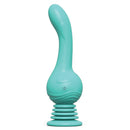 Tracy's Dog Trat Ejaculating Dildo Vibrator Teal features a curved design for realistic pleasure and powerful hands-free stimulation.