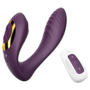 Tracy's Dog Wearable Panty Vibrator Remote Purple next to its remote for discreet stimulation and pleasure.