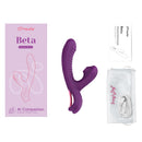 Tracy's Dog Beta AI Air Suction Vibrator Purple packaging and device on display with accessories.