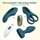 Tracy's Dog Maxikit Couples Vibrator Kit Dark Green with detachable vibrating bullet and silky silicone attachments.