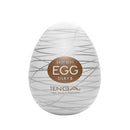 Tenga Egg Silky II Masturbator in a compact, egg-shaped design with sleek white exterior from TENGA's New Adult Concept line.