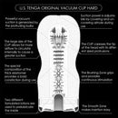 Tenga US Original Vacuum Cup Strong Stroker product features diagram with detailed descriptions of internal stimulation.