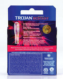Trojan Double Ecstasy Condoms 3 Pack packaging showcasing features and benefits of enhanced pleasure and comfort.