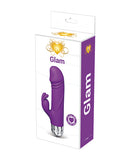 Glam Rabbit Bullet Vibrator Purple in packaging showcasing its playful design and portability for dual stimulation.